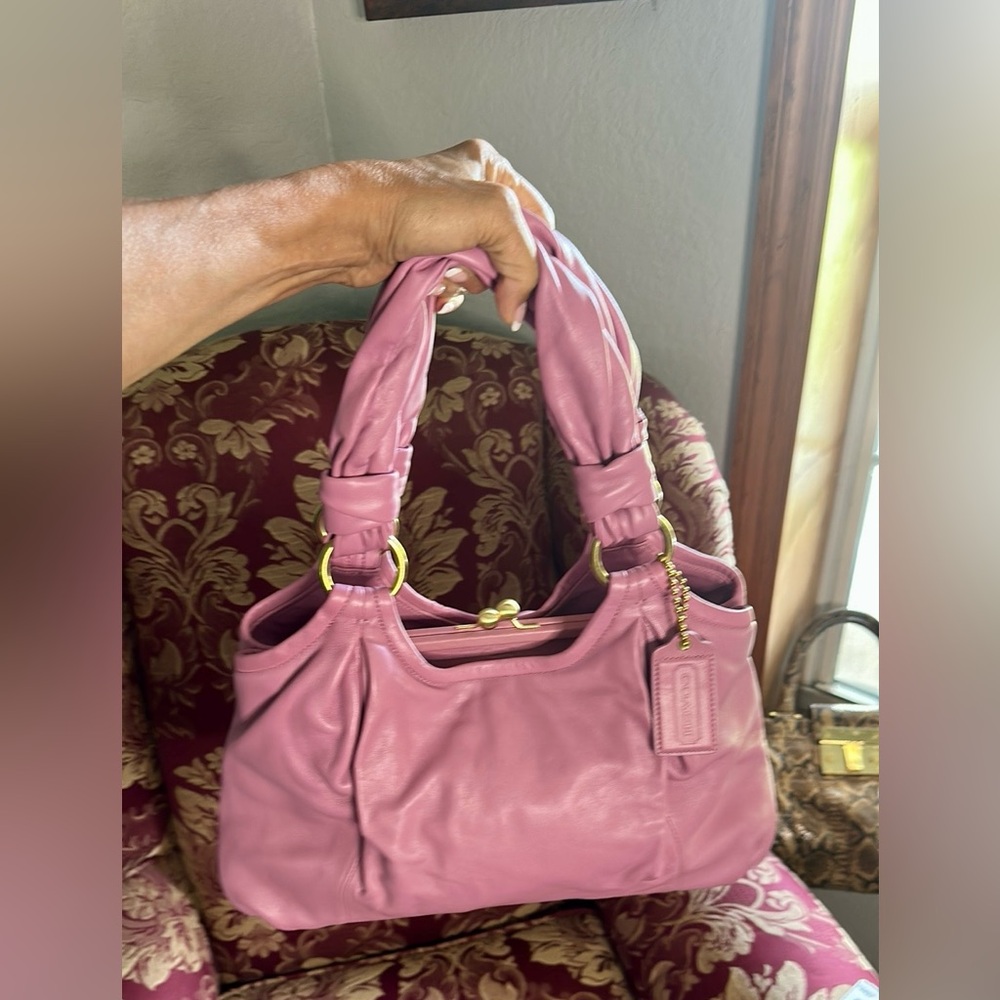 Coach Parker Leather Kisslock Shoulder Bag